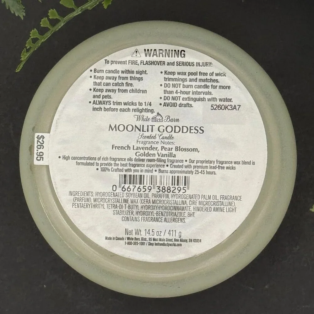 BBW Moonlit Goddess White Barn Bath & Body Works 3 Wick Candle - Picture 10 of 10